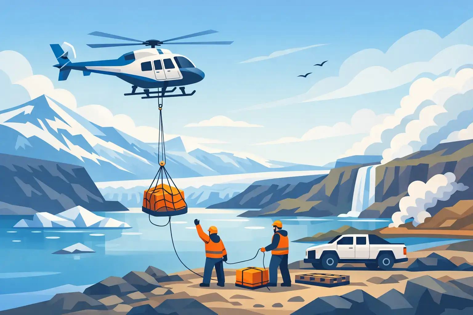 Helicopter Sling Work in Iceland