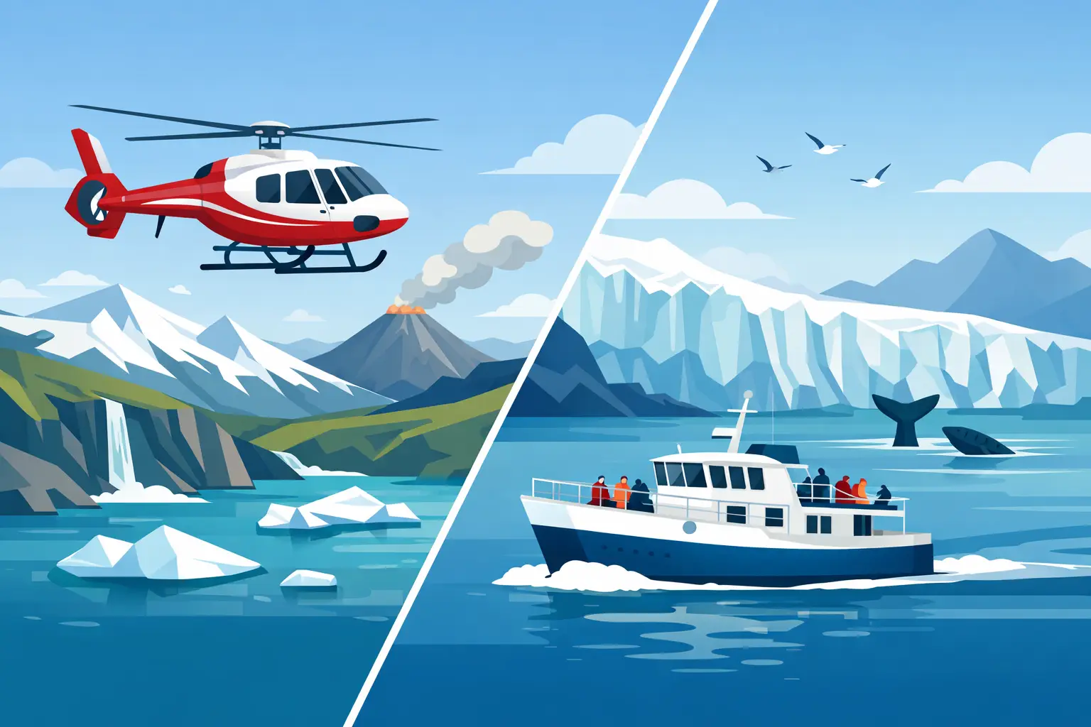 Helicopter Sightseeing Versus Boat Tours in Iceland