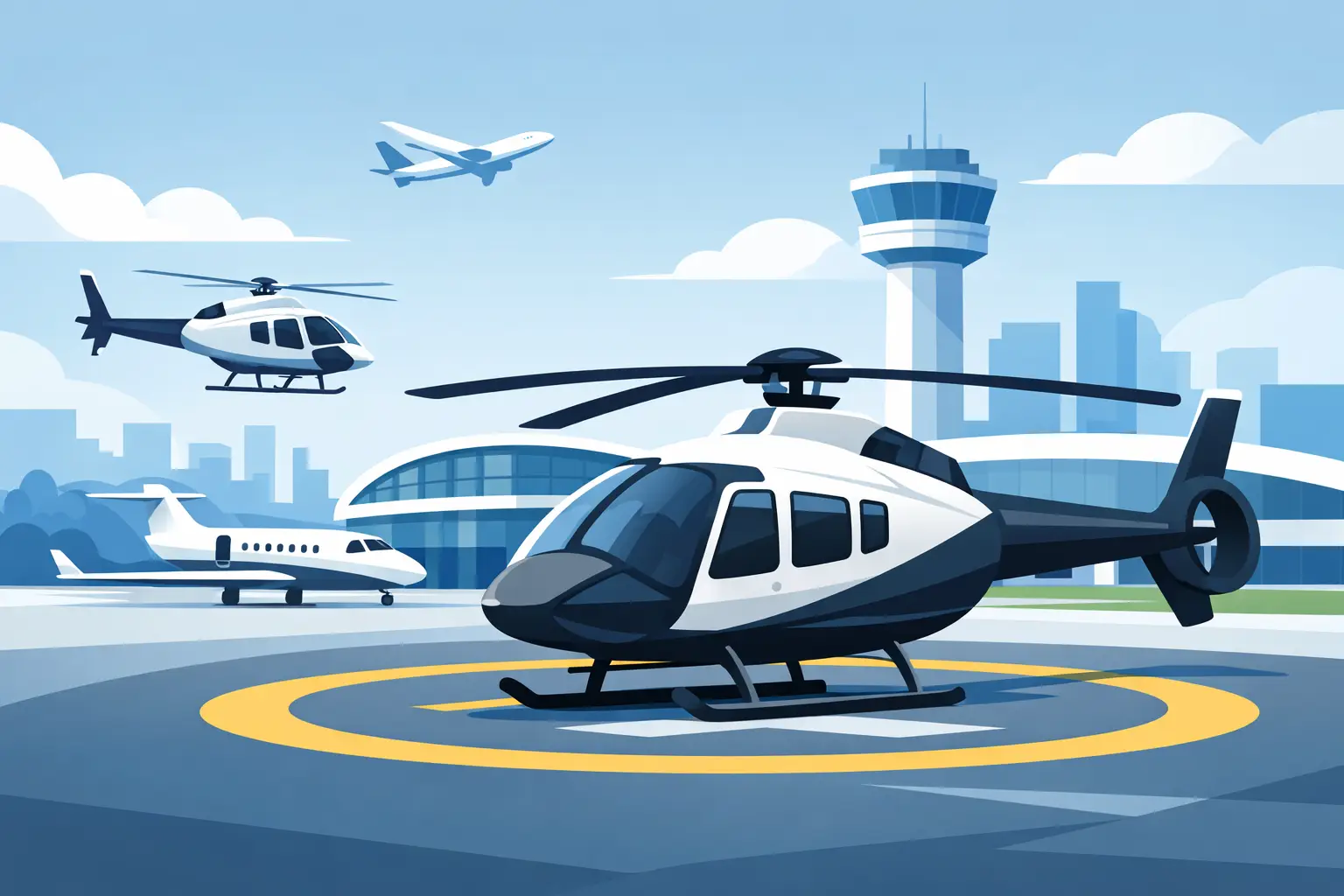 Which Airport Supports Private Helicopters?