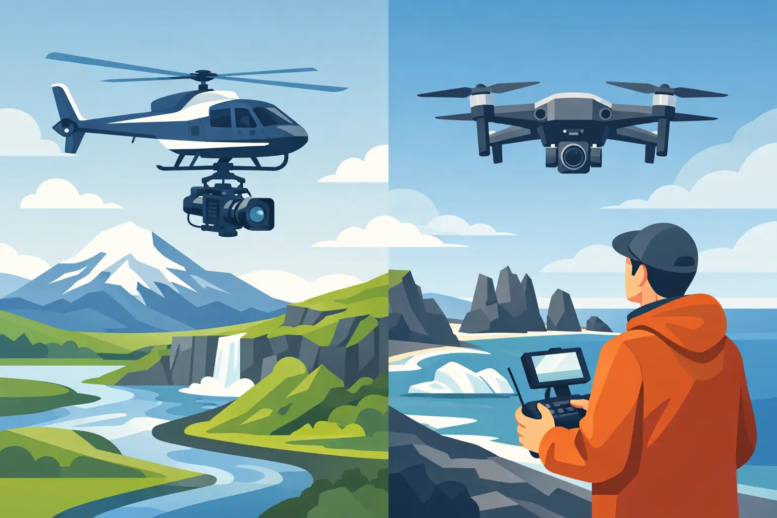 Aerial Filming Versus Drone Filming in Iceland