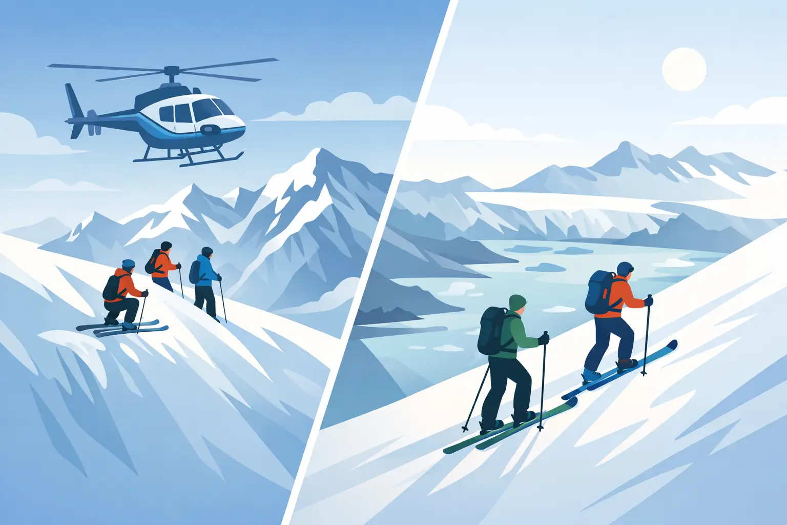 Helicopter Skiing Versus Ski Touring in Iceland
