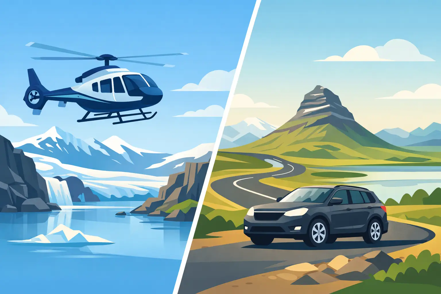 Helicopter Transfer Versus Rental Car in Iceland